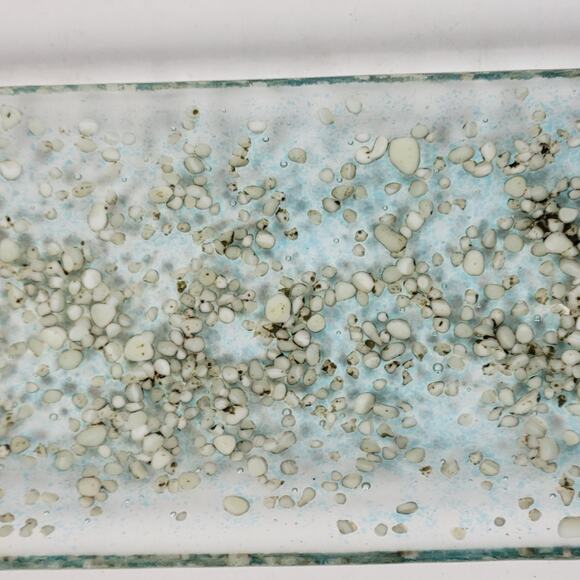 Fused Art Glass Server Dish Tray Plate Blue Ombre Clear Glass Rectangle - Picture 9 of 9